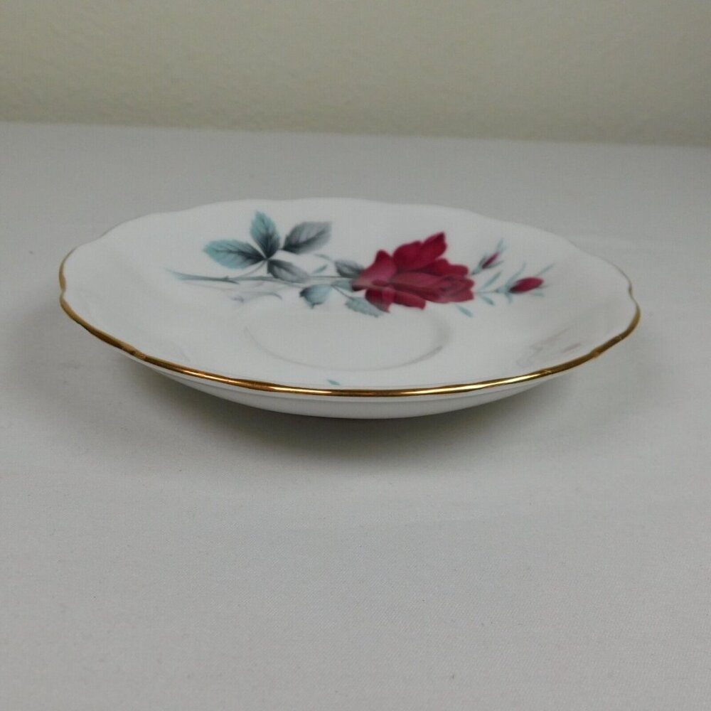Royal Albert Sweet Romance Saucer ONLY Bone China Red Rose Gold Rim Replacement - Picture 3 of 7
